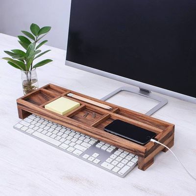 Alternate image for Hand Crafted Raintree Wood Desk Organizer Smarty Pants