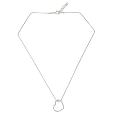Alternate image for Fair Trade Sterling Silver Pendant Necklace Modern Heart