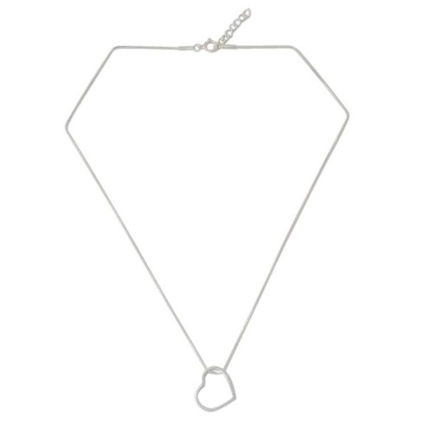 Alternate image for Fair Trade Sterling Silver Pendant Necklace Modern Heart