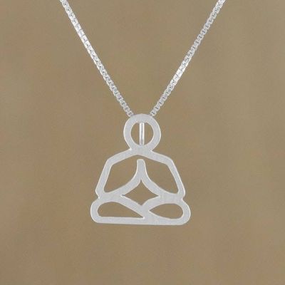 Alternate image for Sterling Silver Meditation Pendant Necklace from Thailand Meditative State