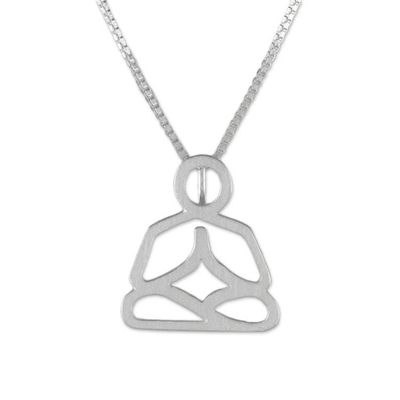 Alternate image for Sterling Silver Meditation Pendant Necklace from Thailand Meditative State