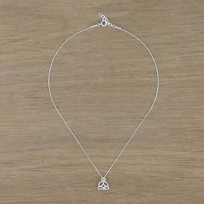 Alternate image for Sterling Silver Meditation Pendant Necklace from Thailand Meditative State