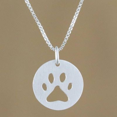 Alternate image for Sterling Silver Pawprint Pendant Necklace from Thailand Paw Print