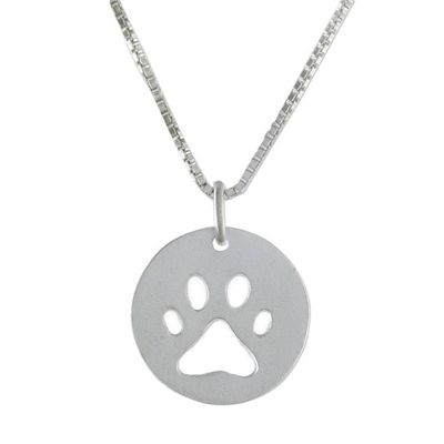 Alternate image for Sterling Silver Pawprint Pendant Necklace from Thailand Paw Print