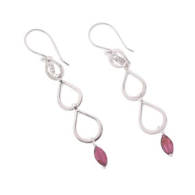 Alternate image for Sterling Silver Raindrop Faceted Red Garnet Dangle Earrings Berkah Rain