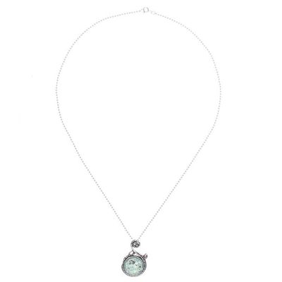 Alternate image for Roman Glass and Sterling Silver Pendant Necklace Morning Shimmer