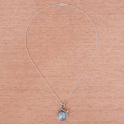 Alternate image for Roman Glass and Sterling Silver Pendant Necklace Morning Shimmer