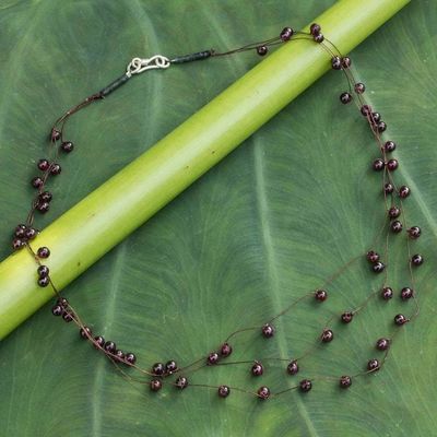 Alternate image for Unique Beaded Garnet Necklace Cranberry