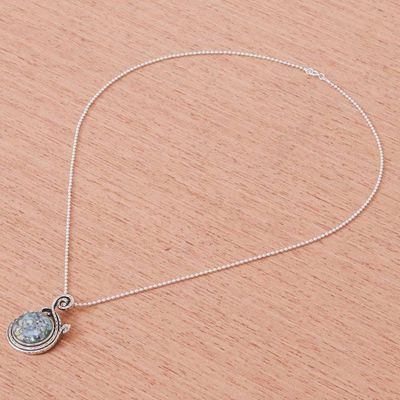 Alternate image for Roman Glass and Sterling Silver Pendant Necklace Morning Shimmer