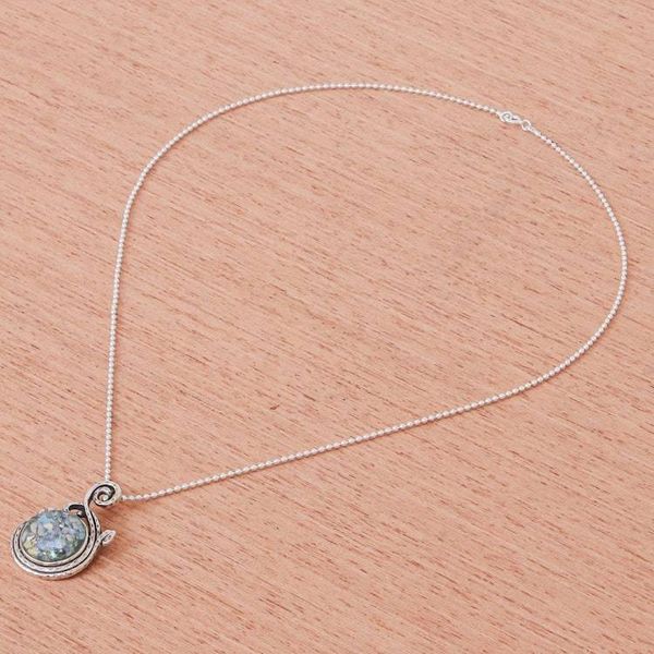 Alternate image for Roman Glass and Sterling Silver Pendant Necklace Morning Shimmer