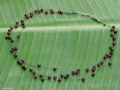 Alternate image for Unique Beaded Garnet Necklace Cranberry