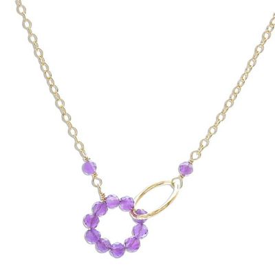 Alternate image for 24k Gold Plated Two Circle Amethyst Pendant Necklace Two Circles United