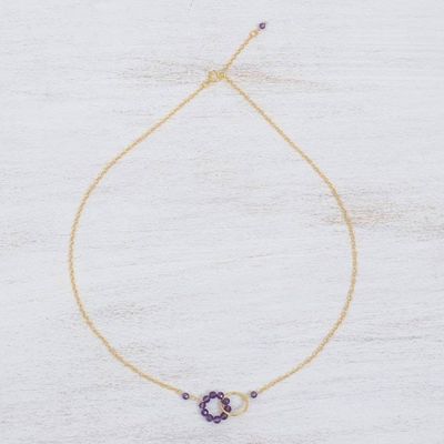 Alternate image for 24k Gold Plated Two Circle Amethyst Pendant Necklace Two Circles United