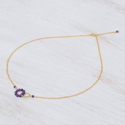 Alternate image for 24k Gold Plated Two Circle Amethyst Pendant Necklace Two Circles United