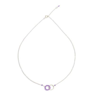 Alternate image for 24k Gold Plated Two Circle Amethyst Pendant Necklace Two Circles United