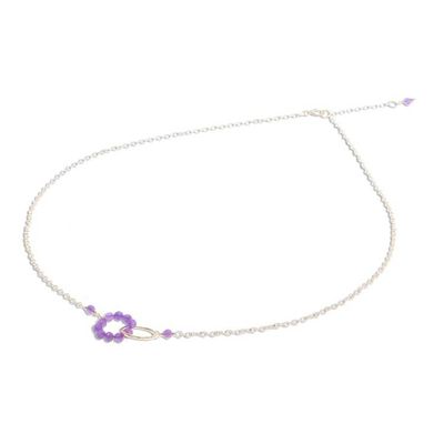 Alternate image for 24k Gold Plated Two Circle Amethyst Pendant Necklace Two Circles United