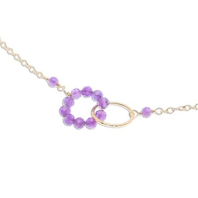 Alternate image for 24k Gold Plated Two Circle Amethyst Pendant Necklace Two Circles United