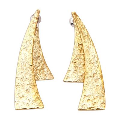 Alternate image for Geometric Brass Drop Earrings with Stainless Steel Posts Glamour Lights