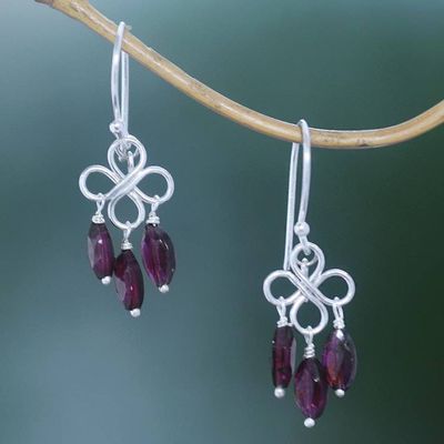 Primary image for Three-Carat Garnet Dangle Earrings Crafted in Bali Beautiful Inspiration