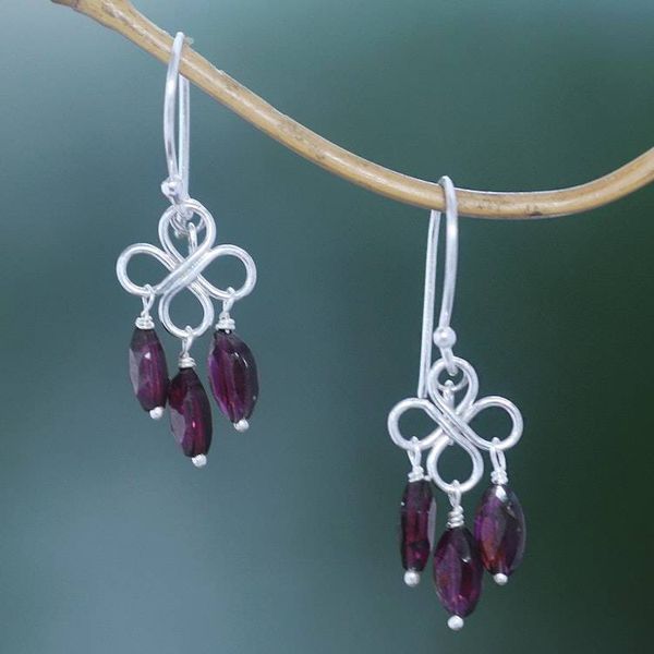 Alternate image for Three-Carat Garnet Dangle Earrings Crafted in Bali Beautiful Inspiration