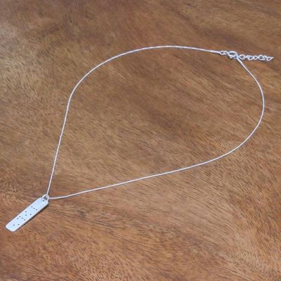 Alternate image for Love-Themed Braille Cutout Sterling Silver Pendant Necklace Love Dots