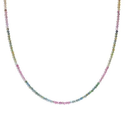 Alternate image for 24k Gold and Tourmaline Beaded Necklace Natural Rainbow