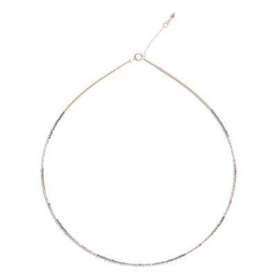 Alternate image for 24k Gold and Tourmaline Beaded Necklace Natural Rainbow
