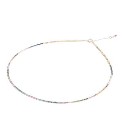 Alternate image for 24k Gold and Tourmaline Beaded Necklace Natural Rainbow