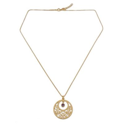 Alternate image for Gold plated amethyst floral necklace Lanna Moon