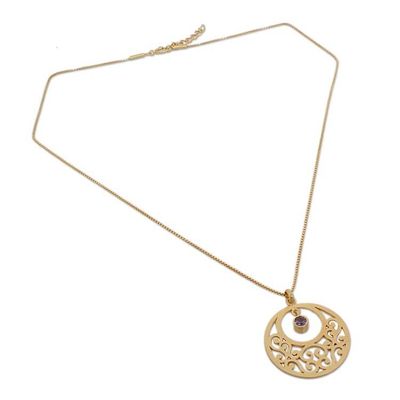 Alternate image for Gold plated amethyst floral necklace Lanna Moon
