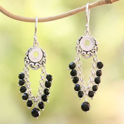 Primary image for Onyx Beaded Waterfall Earrings Crafted in Bali Night Dream