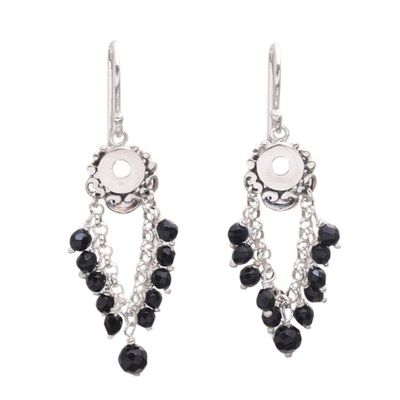 Alternate image for Onyx Beaded Waterfall Earrings Crafted in Bali Night Dream