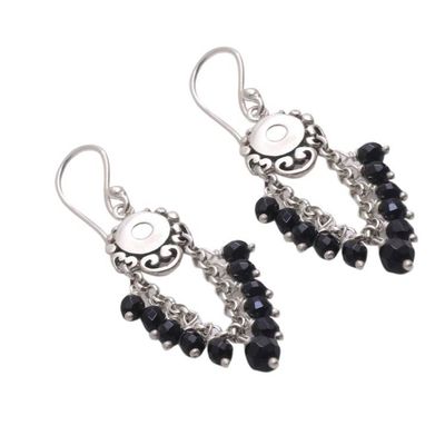 Alternate image for Onyx Beaded Waterfall Earrings Crafted in Bali Night Dream