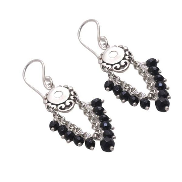 Alternate image for Onyx Beaded Waterfall Earrings Crafted in Bali Night Dream