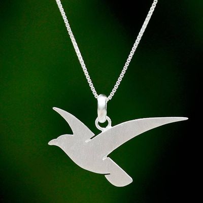 Alternate image for Flying Martin Bird Sterling Silver Necklace from Thailand Flying Martin