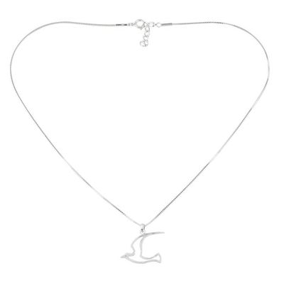 Alternate image for Sterling Silver Bird Shaped Pendant Necklace from Thailand Martin Swallow