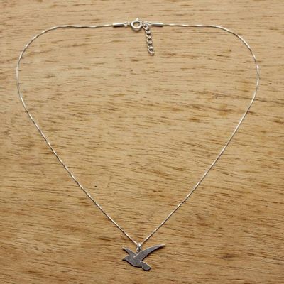 Alternate image for Flying Martin Bird Sterling Silver Necklace from Thailand Flying Martin
