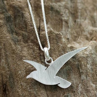 Alternate image for Flying Martin Bird Sterling Silver Necklace from Thailand Flying Martin