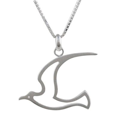 Alternate image for Sterling Silver Bird Shaped Pendant Necklace from Thailand Martin Swallow