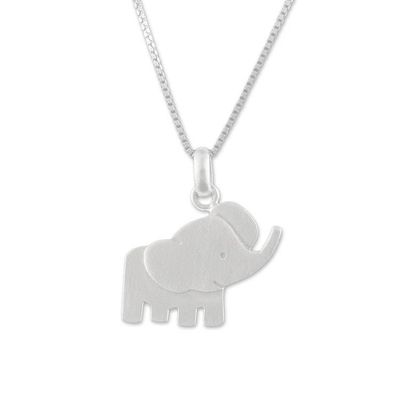 Alternate image for Elephant Necklace Crafted of Sterling Silver from Thailand Elephant Cheer