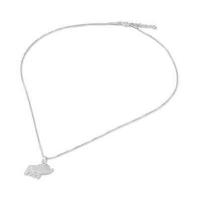 Alternate image for Elephant Necklace Crafted of Sterling Silver from Thailand Elephant Cheer