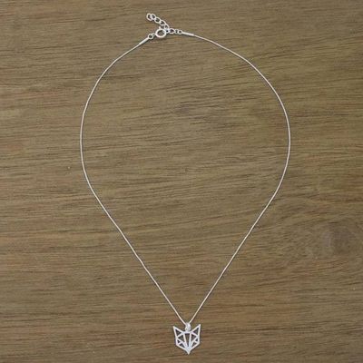 Alternate image for Geometric Sterling Silver Fox Necklace from Thailand Foxy Geometry