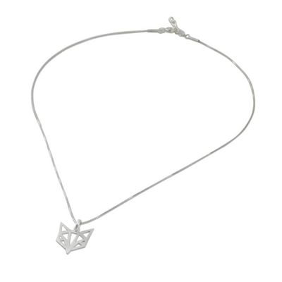 Alternate image for Geometric Sterling Silver Fox Necklace from Thailand Foxy Geometry