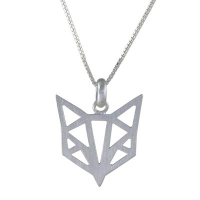 Alternate image for Geometric Sterling Silver Fox Necklace from Thailand Foxy Geometry