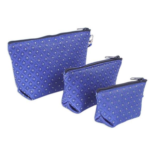 Alternate image for Set of 3 Handmade Thai Cosmetic Bags with Removable Straps Beauty Trio