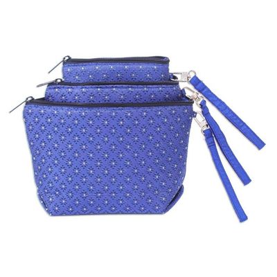 Alternate image for Set of 3 Handmade Thai Cosmetic Bags with Removable Straps Beauty Trio