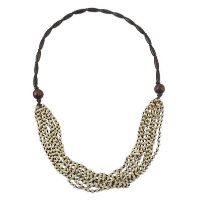 Alternate image for Handcrafted Littleleaf Boxwood Ivory Beaded Necklace Rising Summer Ivory