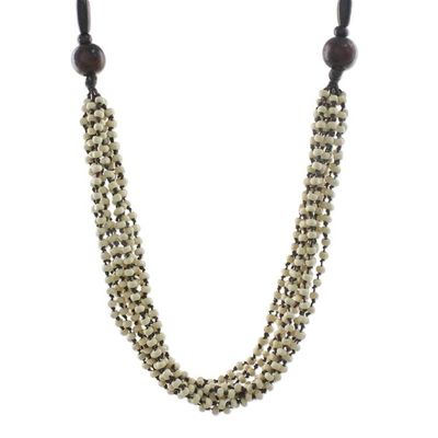 Alternate image for Handcrafted Littleleaf Boxwood Ivory Beaded Necklace Rising Summer Ivory