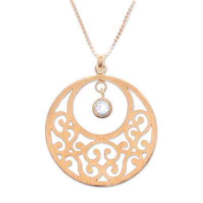 Alternate image for Gold plated blue topaz floral necklace Lanna Moon