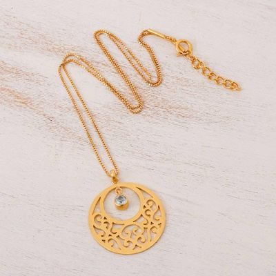 Alternate image for Gold plated blue topaz floral necklace Lanna Moon